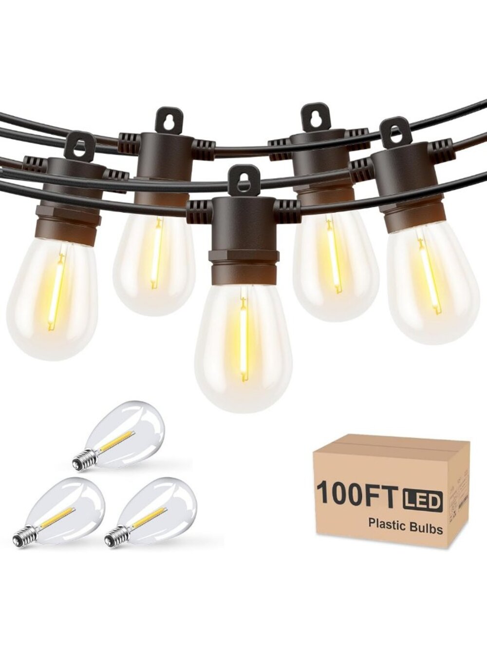 100FT Waterproof LED Outdoor String Lights for Patio, Garden, Party Decor